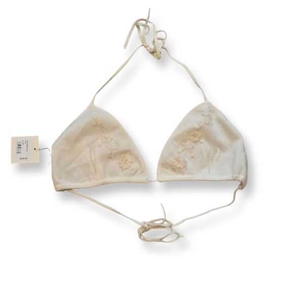 Ivory Cashmere & Wool Embroidered Bikini Top - Picture 2 of 2